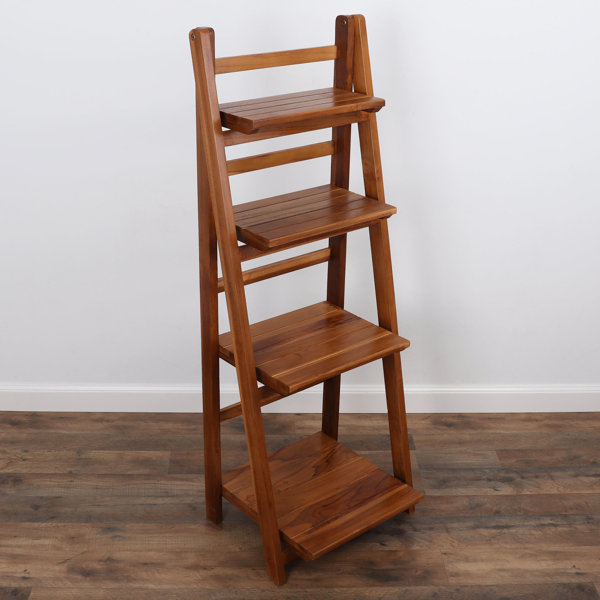 Millwood Pines Wooden Ladder Shelf (Teak) Wayfair
